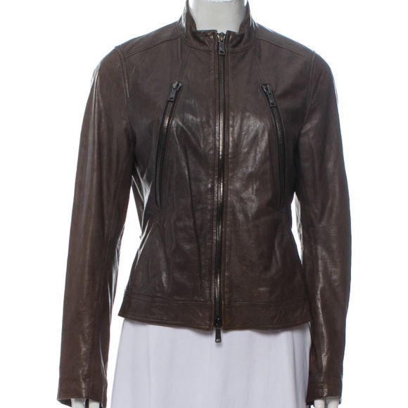 Vince Jackets & Blazers - Vince Two Way Zip Brown Leather Moto Jacket